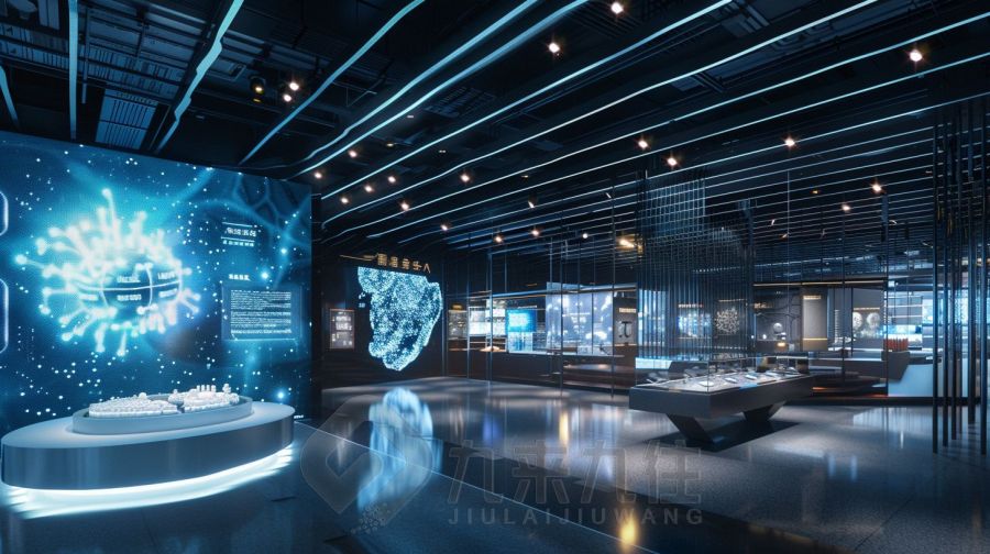 智慧企業(yè)產品展館設計, 高科技現(xiàn)代展廳施工, 環(huán)保智能展覽館裝修