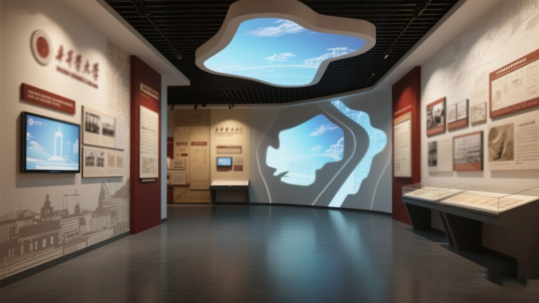 校史館展板，學(xué)校展廳