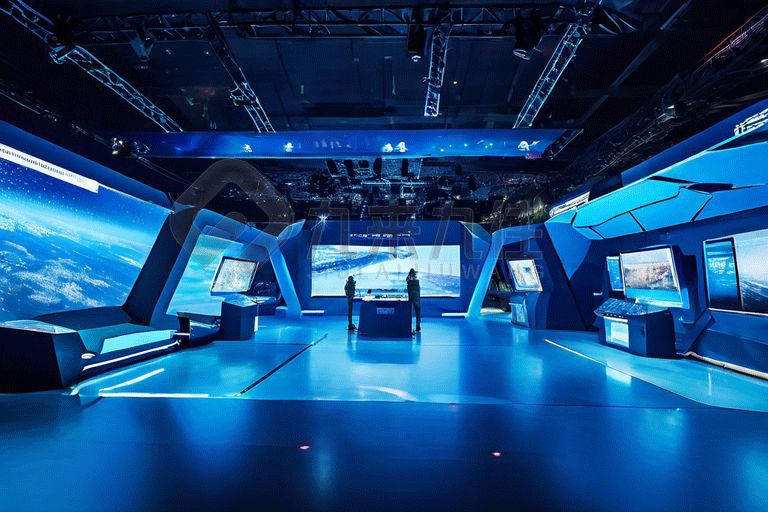 區(qū)人武部國防教育基地設(shè)計效果圖，高科技國防教育館方案，多媒體國防教育展廳設(shè)計公司